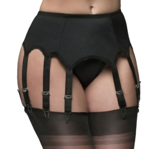 Sexy retro suspender belt with 8 straps with metal clips - black
