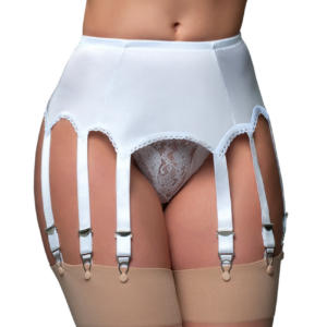 Retro suspender belt, 14 straps - white