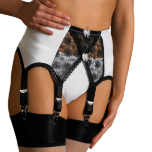 Crossover, 6 straps - white with black lace