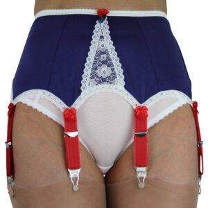 Tricolor, blue red and white, suspender belt from England