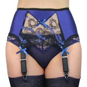 Patricia Lace , suspender belt, 6 straps blue with lace