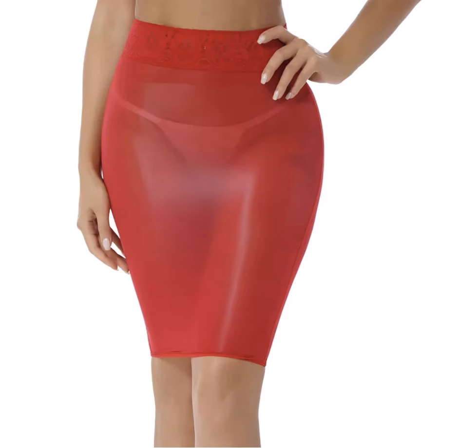 Vicky's sexy shiny pencil skirt with lace - figure-hugging & seductive - Image 5