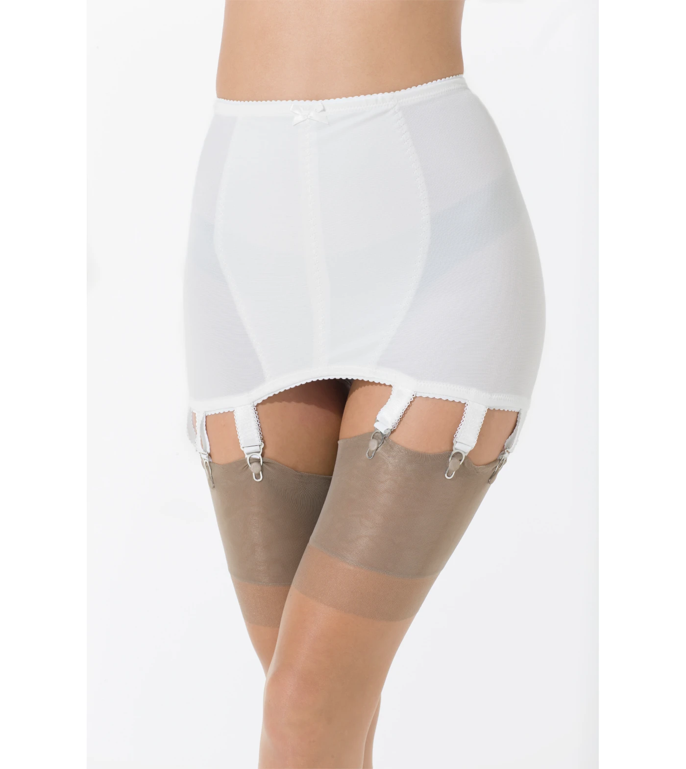 Marina - Retro white girdle suspender belt - 6 or 8 straps