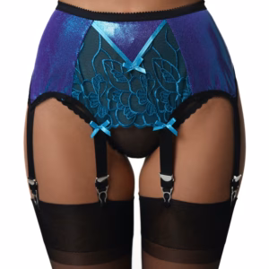 Wetlook Suspender Belt Shiny Azure - Shine and Lace