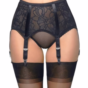 Georgina Suspender Belt, Sophie Hallette Luxury Lace 6 Straps in black or red