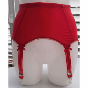 Super Soft Garter Belt "Barbara" with 6 Straps Red. Size M