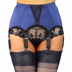 Black Midnight Blue Suspender belt with metal clips size S (4 straps) or M 8 straps